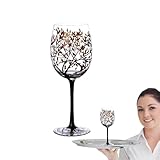 Generisch Blumenweinglas – handbemalte Weingläser, bunte Weingläser, für Weißwein, Rotweine, Cocktails, Geburtstag, Hochzeit, Geschenke, Damen, Herren, beste Freundin, drinnen und draußen