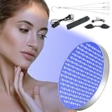 Bräunungslampe Solarium Für Zuhause, 250 LEDs 460NM Tragbare Bräunungslicht für Gesicht und Körper, Round Gesichtsbräuner Sonnenlampe Tageslicht mit Faltbares Ständer und Aufhängbare Haken (Silber)