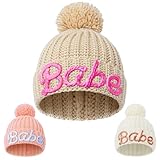 papasgix Personalisierte Baby Beanie Namen Kleine Babymütze Winter Warm Geschenk für Baby und Neugeborene Geburtstag