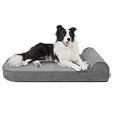 Lesure orthopädisches Hundebett Grosse Hunde -102x64x16.5cm Hundesofa für Grosse Hunde mit wasserdichtes Liner und rutschfest Unterseite, Hundekissen waschbar der Memory Foam, Grau