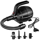 DOBESTS Elektrische Luftpumpe, Elektrische Pumpe mit 4 Düsen für Aufblasbare Air Track Matte, Luftmatratze, Schwimmringe, Flöße, Wasserbetten, Boote, Kinderbecken, SUP Board, Yoga-Bälle usw