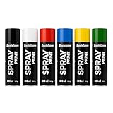 SÜDOR Sprayfarben-Set 6 Farben je 200 ml. Schnelltrocknende Graffiti-Farben. Sprühdose Spraydose. Grundfarben Schwarz Weiß Blau Grün Rot Gelb. Sprühfarben für Holz, Stein, Wand, Metall, Glas, Keramik