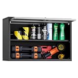 VEVOR Hängeschrank Werkstatt, 700x305x500 mm, Werkzeugschrank mit hochklappbarer Tür & Regal, 108,86 kg Tragkraft, Wandhängeschrank, geeignet für Garage, Keller, Küche, Lager, Montage erforderlich