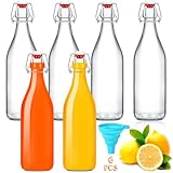 ZZXLOPEZ 6 Stück Bügelflaschen Zum Befüllen, Glasflaschen 500ml mit Bügelverschluss, Saftflasche mit Trichter, Milchflasche, Kleine Flaschen Zum Befüllen für Likör, Sirup, Saft, Smoothie, Öl, Essig