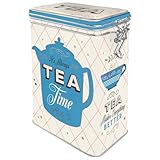 Nostalgic-Art Retro Teedose, 1,3 l, Tea – Geschenk-Idee für Tee-Liebhaber, Blech-Dose mit Aromadeckel, Vintage Design