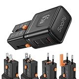 SooPii Universal-Reiseadapter, GaN 65-W-Netzteil mit 2 USB-C-Anschlüssen, internationales Netzteil, All-in-One-Reiseladegerät mit US-UK-EU-AU-Stecker für iPhone 16/15, Galaxy S25/S24, iPad und mehr