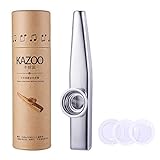 WANDIC Aluminiumlegierung Kazoo Und 3 Kazoo Membran Metall Kazoo mit Vintage Geschenkbox, Silber, Instrument Profi Kazoo für Alle Altersgruppen, Guter Begleiter für Gitarre, Klavier, Violine