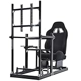 Anman F1-Rennsimulator-Cockpit mit Sitz und Monitorhalterung, hergestellt aus 6030 Aluminiumprofil, passend für Logitech/Trustmaster/Fanatec G29 GPRO CSLDD T300, ohne Lenkrad, Pedale und Handbremse