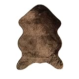 ACESOME Teppich Kunstfell, Faux Lammfell Schaffell Teppich, Weicher Flauschiger Teppich Kuschelig Wohnzimmer Deko, Nachahmung Wolle Bettvorleger Sofa (Braun, 40 * 60 cm)
