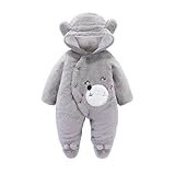 Baby Weihnachtsstrampler Cute Warm Strampler, Winter Warm Baby Strampler Overall Weiche Fleece Infant Bodysuit Outfit Gemütliche Kleinkind Pyjama Für Neugeborene Jungen Mädchen (Grey, 3-6 Months)