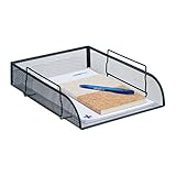 Relaxdays Dokumentenablage, stapelbares Ablagefach für DIN A4, HBT: 6,5 x 27 x 34cm, Mesh-Metall, Briefablage, anthrazit