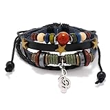 [Fpbiagoq] Elegantes Wickelarmband aus Leder für Damen, Bomian, mehrschichtig, Perlen, Geschenk, personalisiertes Zubehör, Lederperlen, フリーサイズ