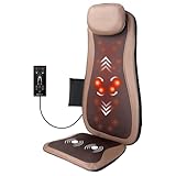 Nevvue Massagesitzauflage, Massagematte mit Wärmefunktion, Rückenmassagegerät mit 3D Massage, Massagegerät Rücken mit Vibration, Shiatsu Massagegerät mit 3 Intensitäten, Massageauflage Zu Hause, Romm