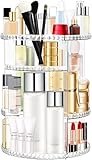 Withosent Make Up Organizer, 360° Drehbar Schminktisch Kosmetik Aufbewahrung, Skincare Beauty Schminke Kosmetikbox Zubehör für Dresser Schlafzimmer Badezimmer, Transparent