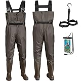 Croch Wathose für Herren Damen Anglerhose Wasserdicht PVC Nylon mit Gummi Watstiefel Größe 38-47 Perfekt Watthose und Angelhose (Braun, 39)