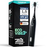 happybrush® Schallzahnbürste Eco Vibe 3+ - TESTSIEGER - 100 Tage testen - Elektrische Zahnbürste mit 6 Wochen Akku - Ultraschall Zahnbürsten - Allblack