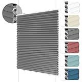 HOMEDEMO Wabenplissee Plissee ohne Bohren Klemmfix Verdunklung Thermo Zweifarbig Grau 40 x 130cm(BxH) Faltrollo 100% Blickdicht, Sonnenschutz & Schallschutz Plisseerollo für Fenster & Tür