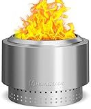 HongTaok 50 cm Rauchfreie Feuerschale Edelstahl, Feuerschalen für den Garten, Feuerstelle Outdoor Camping Fire Pit, Abnehmbare Ascheplatte, mit Schürhaken & wasserdichte Tasche, Silber