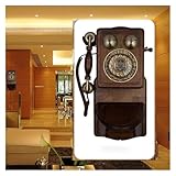 Vintage-Telefon， Retro-Holz-Vintage-Festnetztelefon, an der Wand montiertes Wählrad, antikes Telefon for Auflegen, mechanische Klingel und elektronische Glocken for den Schreibtisch zu Hause im Hotel