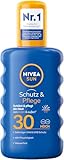NIVEA SUN Schutz & Pflege Sonnenspray LSF 30 (200 ml), Sonnencreme Spray für 48h Feuchtigkeit, sofortiger Sonnenschutz mit hochwirksamem UVA/UVB-Filtersystem