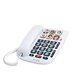 ALCATEL TMAX 10 - Schurgebundenes Festnetztelefon für Senioren - Große Tasten - Freisprechfunktion - Visuelle Anzeige für eingehende Anrufe - Tasten mit Fotos - Hörgerätekompatibel - Weiß