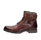 JACK & JONES Herren Jfwalbany Leather Brown Stone Biker Boots, Brown Stone, 44 EU