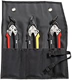 BESSEY Ideal-Scheren Set, 1 x D15A, 1 x D15S und 1 x D15AL in Rolltasche, ERGO-Griff für ermüdungsfreies Arbeiten, Gewicht 0,61 Kg