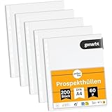 perfect line 200 Prospekthüllen DIN-A4, Klarsichtfolien transparent, 60 my genarbt, dokumentenecht, säurefrei
