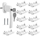 Fiqops Fenstergriff Aluminium Abschließbar 12 Stück Weiß Kindersicherung mit Schloss in Stiftlänge 35mm Abschließbareabschließbar im Gekippten und Geschlossenen Zustand