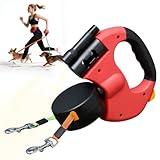3m Hundeleine Doppelleine für 2 Hunde, Rollleine Einziehbare Hundeleine mit LED Licht, Automatische Hund Versenkbar Leine, Flexileine, Anti Rutsch Griff für Kleine Und Mittelgroße Hunde(Rot)