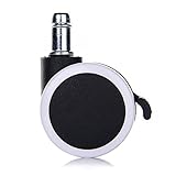 LIHAO 5x Hartbodenrollen Drehstuhlrollen 11mm/50mm gebremst Rollenset für Bürostuhl Schwarz Weiß