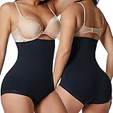 SURE YOU LIKE Bauchweg Unterhose Shapewear Damen Hohe Taille Shaping Body Shaper Miederhose Miederslips Formende Unterwäsche Schwarz+Schwarz 42-46