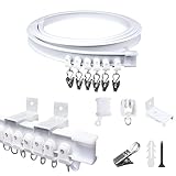 FOGAWA Flexible Vorhangschiene Wandmontage 2.5 m Wandvorhangschiene Gardinenschiene mit 20 Vorhangklammern Wandschiene für Duschvorhangstange Raumteiler Vorhangschienensystem mit Wandhalterung Weiß