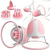 ZWFUN Brustmassagegeräte mit 3 weichen Bürstenköpfen, 360° drehbarer Nippel-Vibrator mit 10 leistungsstarke Vibrationen Erwachsenen-Sexspielzeug Nippelsauger Brustwarzen Sex Spielzeug für Frauen
