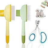 OTTOOPPXIN 2 Stück KatzenbüRste, Fellblitz Bürste Katze mit AuslöSeknopf, Krallenschere Katzen, Flohkamm für Katzen, für Langhaarige Und Kurzhaarige Tiere FellbüRste & Haustierpflege, Umweltfreundlich