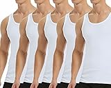 Falechay Unterhemd Herren Tank Top 5er Pack gekämmte Feinripp Baumwolle ärmellos Muskelshirtst Männer Weiß M