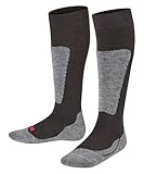 FALKE Unisex Kinder Skisocken Active Ski K Kh Wolle Funktionsmaterial warm dick 1 Paar, Schwarz Black 3000, 39-42