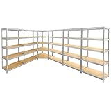 Certeo Mega Deal | 5X Schwerlastregal + 1x Eckregal | HxBxT 180 x 150 x 45 cm | Verzinkt | Fachbodenregal pulverbeschichtet Steckmontage Spar-Set