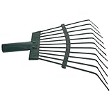 Homoyoyo Carbonstahl Laubrechen mit Zähnen Robuste Gartenharke für Rasen und Beete Langlebiger Laubbesen zur Gartenreinigung Effizient für Laub und Pflanzenpflege Einfach zu Montieren