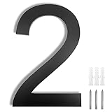 Meision Hausnummer Anthrazit Edelstahl Hausnummer RAL 7016 Feinstruktur Pulverbeschichtet aus Massivem Schrift Arial Mit Schrauben Höhe 20cm - Ziffer 2