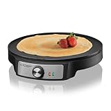 Cloer 6620 Crêpes-Maker, für süße oder herzhafte Crepes mit 29 cm Ø, 1200 W, Antihaftbeschichtung, inkl. Teigverteiler aus Holz und Wender, schwarz