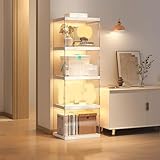 Glasvitrine für Sammlerstücke, Eckvitrine von Curio, China, Büchervitrine mit Ablagen und Acrylglastür (40 x 32 x 124 cm)