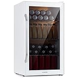 Klarstein Mini Kühlschrank mit Glastür, für Zimmer, Getränkekühlschrank mit Verstellbaren Ablagen, Kleiner Kühlschrank 80 Liter, Indoor/Outdoor, Leise