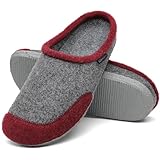 Mishansha Hausschuhe Herren Filzpantoffeln Damen Filz Hausschuhe Winter Warme Filzlaufsohle Indoor Hüttenschuhe Slipper Rot,Gr.40