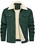 Svanco Cordjacke Herren Gefüttert mit Mehreren Taschen, Warme Winterjacke mit Teddyfell, Durchgehender Knopfverschluss
