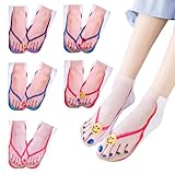 PYEUIFT 5 Stück Flip Flop Socken 3D Muster ManiküRe Druck Lustige Versteckte Komfort Laufsocken Damen Personalisiert Geschnitten Ankle