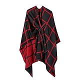 Generisch Damen Poncho Schal Strick Cape Reversible Wraps Elegant Cardigan Weiche Offene Front Poncho Cape Einfarbiger Strickschal Umhang Warmer Herbst Winter Modeschal für gemütlichen Komfort