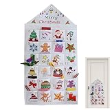 Stoff-Adventskalender Mit Taschen | Leerer Weihnachts-Adventskalender Zum Befüllen | Weihnachts-Wandbehang, Wiederverwendbarer -Adventskalender | 24-stellige Weihnachtstüten-Countdown-Dekoration
