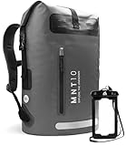 MNT10 Wasserdichter Rucksack mit vertikaler Vordertasche 35L & 55L | Rückseite mit EVA-Polsterung | Innenfach mit Reißverschlusstasche und Schlüsselhalter | inklusive Handyhülle (Grey, 35L)