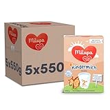 Milupa Milumil Kindermilch 2 + – Ab 2 Jahren – Für Kleinkinder in der Wachstumsphase – Begleitet die natürliche Entwicklung – 5 x 550 g Pulver
